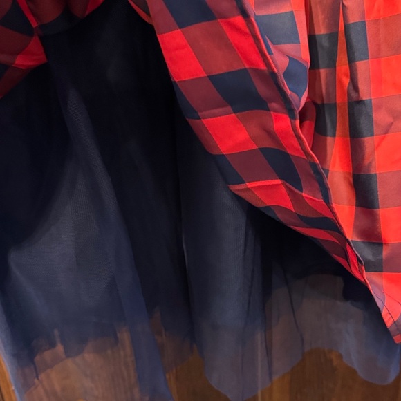 Cat & Jack Red and Blue Plaid Sleeveless Formal Dress with Bow Size M 7/8 - Picture 4 of 4